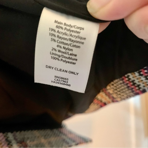 HALOGEN Tweed Crop Jacket Blazer Oversized Knit High Collar Boxy L Multicolor - Picture 9 of 10